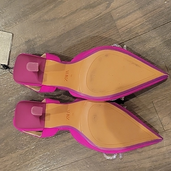 Zara fuchsia crystal bow slingbacks - Picture 6 of 10